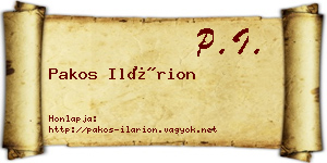 Pakos Ilárion névjegykártya